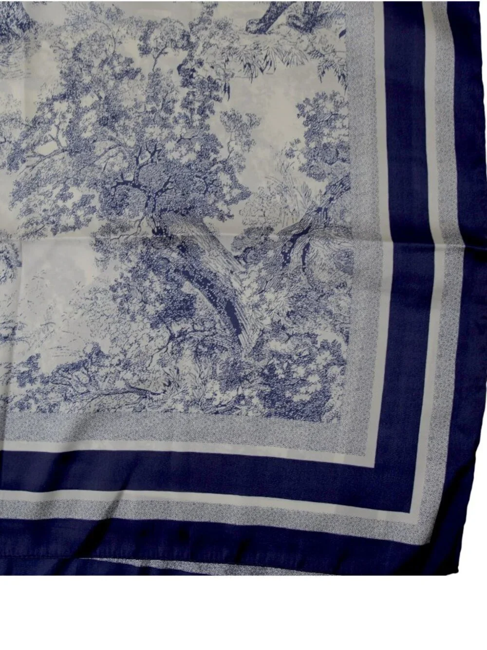 NWT Blue Cream Toile Animal Print Imitation Silk Summer Scarf Wrap Cami
